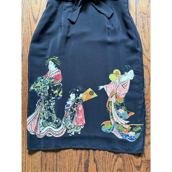 Vintage 90s Asian Japanese Black Dress Chic Minimal Wedding Guest Alt Punk Artsy - Picture 7 of 9